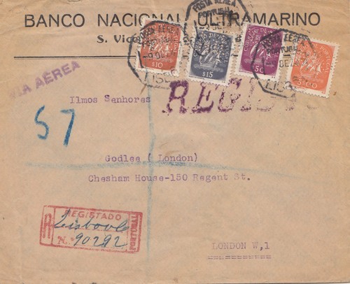 Portugal 1947 einschreiben - 1947:,